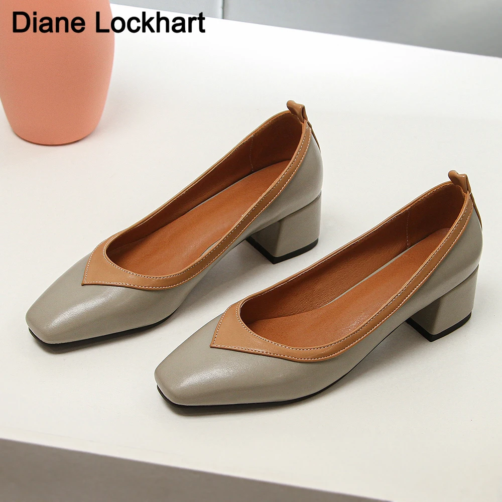 

Women Pumps Pu Leather All Match Pointed Toe Women Mixed Colors High Heels Fashion Platformslip on Casual Wedding Shallow Shoes
