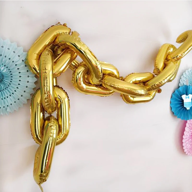 10pcs 80s 90s Party Decorations Giant Balloon 16 inch Gold Silver Chain Balloons Event Hip Hop Theme Wedding Arch Supplies - купить по