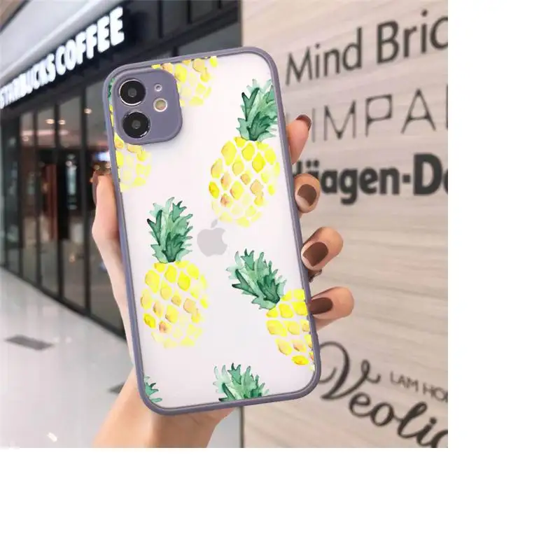 

Fruit Pineapple golden giltter pattern Phone Cases matte transparent For iphone 7 8 11 12 plus mini x xs xr pro max cover