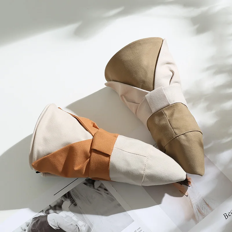 

[PTAH] Summer New Women's Cloth Hat Anti-UV Breathable Comfortable Hat Foldable Casual Wide Brim Big Bow Cap Female Higt Guality