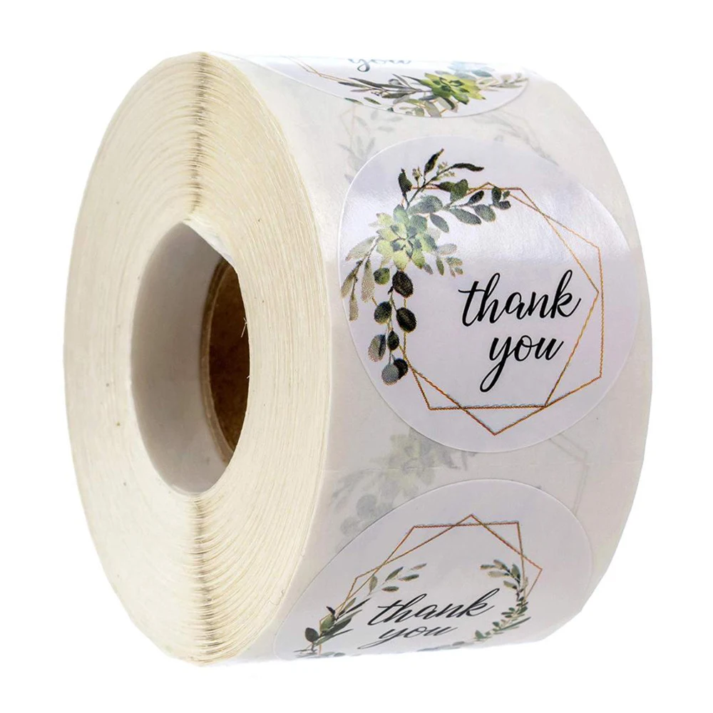 

500Pcs Green Leaf Flower Thank You Stickers for Gift Seal Label Wedding Party Decoration Stickers Scrapbooking Handmade Stickers