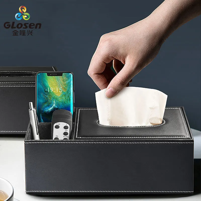 

6368 multi functional tissue box creative home leather napkin carton desktop remote control storage box