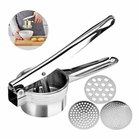 stainless steel potato ricer with 3 interchangeable fineness discs fruit vegetable tools press crusher kitchen tools