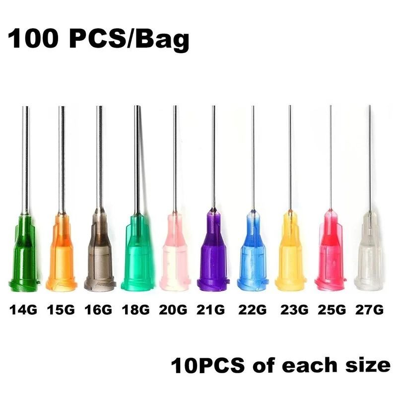 Иглы для дозирования иглы шприца с замком Luer 14 г 15 16 18 20 21 22 23 25 27 тупой наконечник x