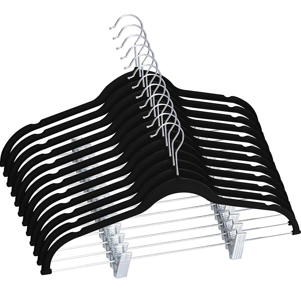 Бархатная юбка Вешалки с зажимами 12 упаковок Нескользящие Бархатные Одежда