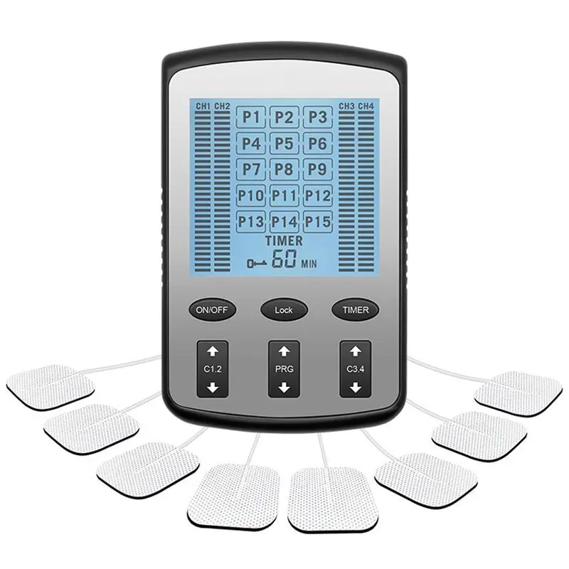 

15 Mode TENS Electronic Pulse Massager 4Output EMS Nerve Eletric Muscle Stimulator Digital Therapy Machine Device Tance for Pain