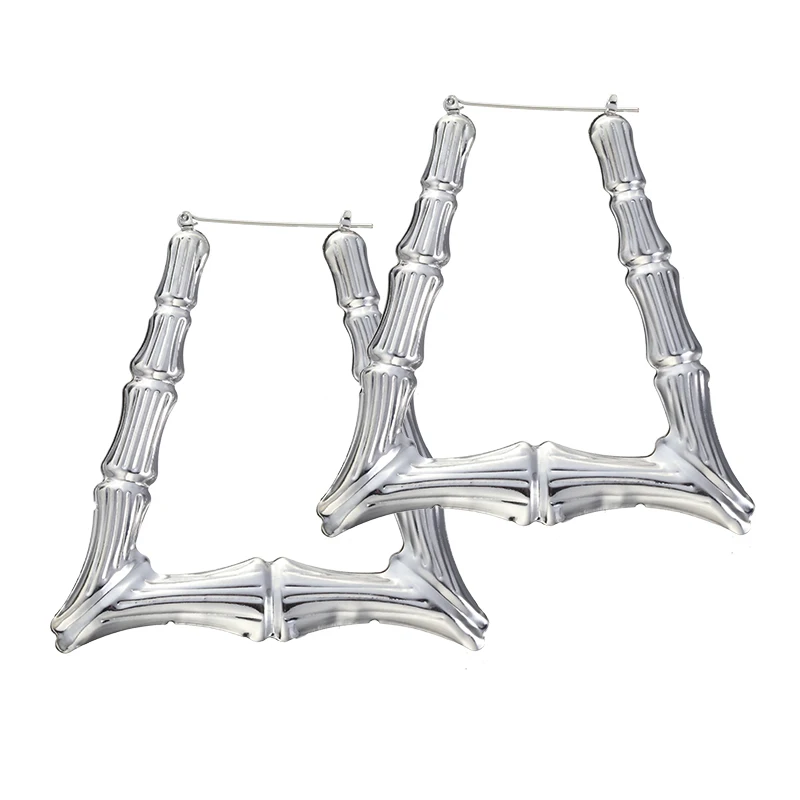 Silver Trapezoidal Модные ювелирные изделия Золото Шарм Рианна Баскетбол жен золотой тон Сердце Звезда одиночные/двойные бамбуковые суставы серьги - Окраска металла: Silver Trapezoidal