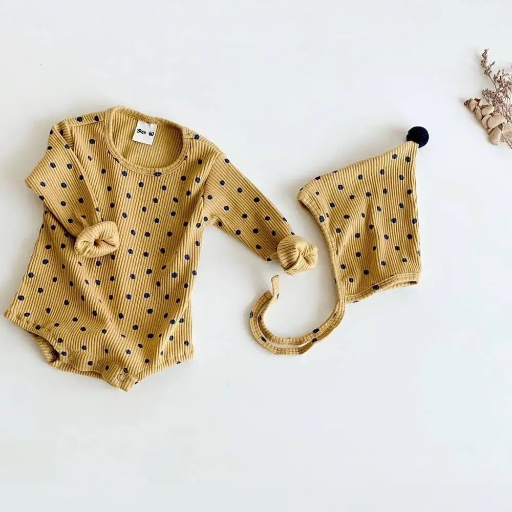 

Baby Boy Girl Rompers With Hat Polka Dot Summer Cotton Baby Girl Romper Full Sleeves Newborn Jumpsuits For Boy Baby Clothes