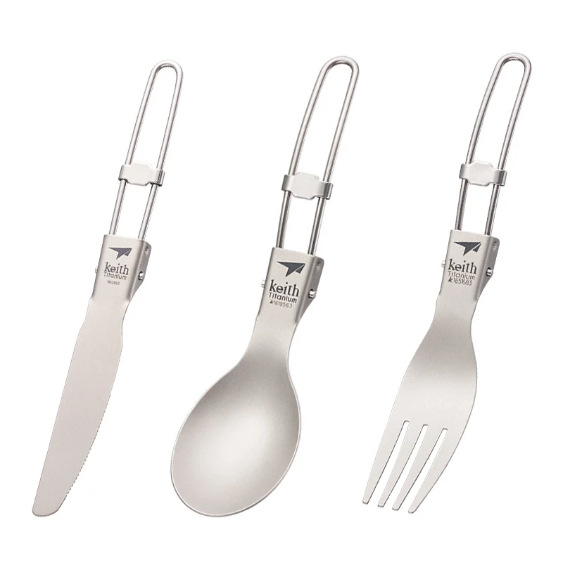 Keith открытый Титан складной ложка Spork нож кемпинг столовые приборы беспорядок Комплект Ti530234