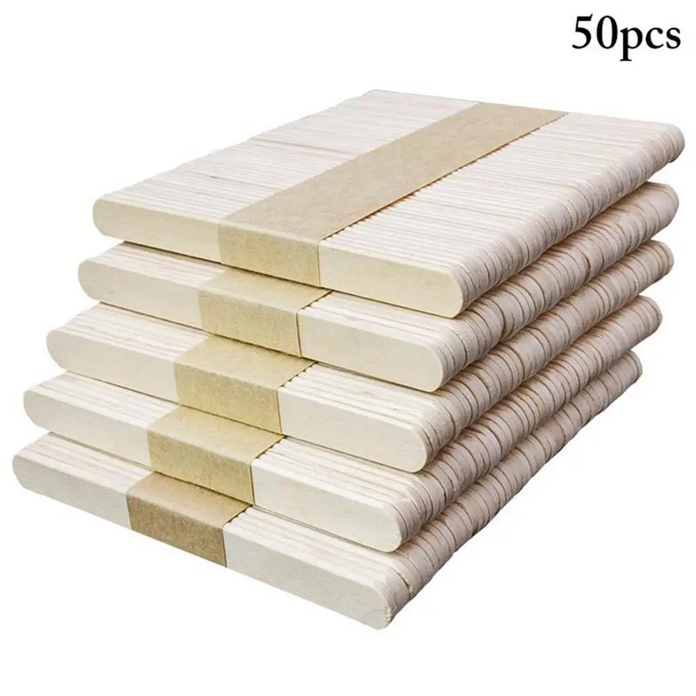 

50Pcs/Set Popsicle Sticks Natural Wooden Pop Popsicle Sticks 9.3cm Wood Craft Ice Cream Sticks Stick Lollipop Mold Accessories