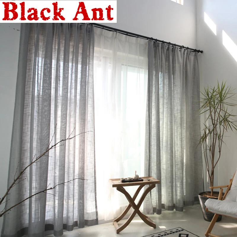 Крест из хлопка и льна тюлевые шторы занавески современные для Гостиная серый