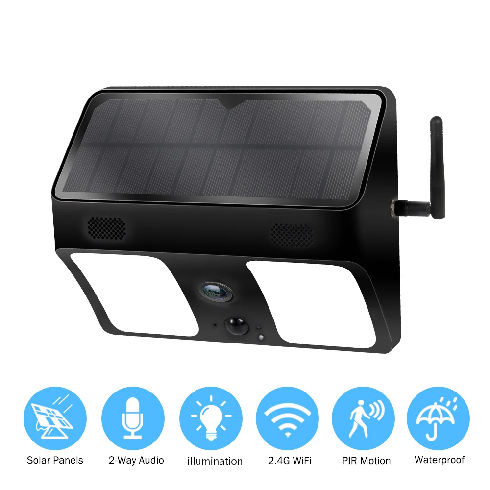 

Solar Camera WiFi Wireless Outdoor Camera IP Surveillance 1080P Wide-Angle Battery Wall Light Ip66 Waterproof Camera For Garden