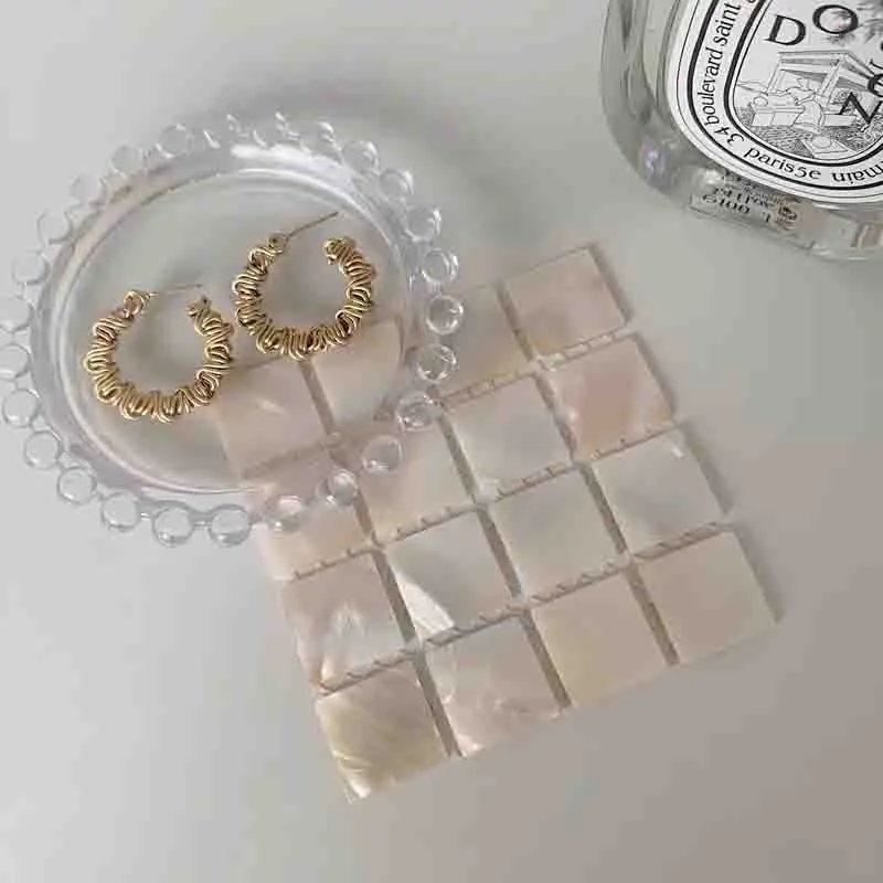 

Ins Style Korean Natural Shell Coaster Rectangular Mosaic Dining Mat Home Decoration Photography Props
