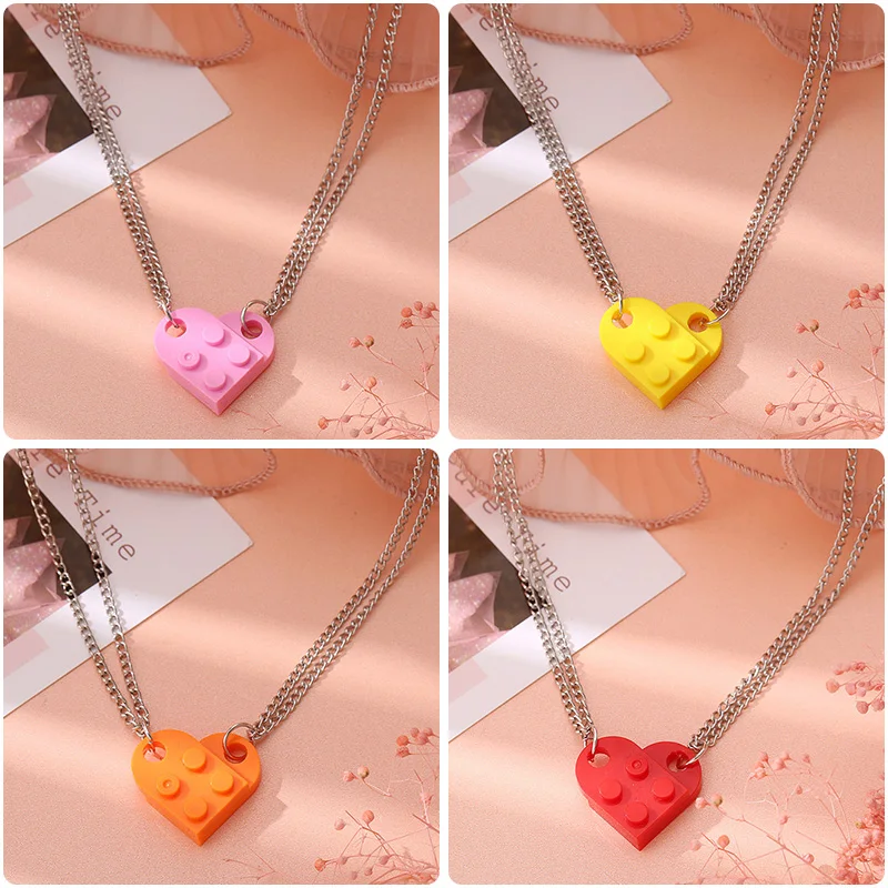 2 шт. цепочка с кулоном в виде сердца и кирпича |