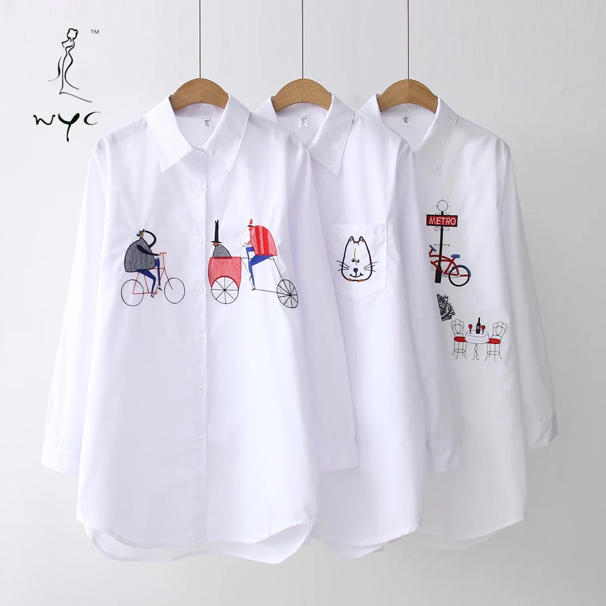 

Hot Harajuku Embroidered White Shirts for Women Female Vintage Long Sleeve Blouses Plus Size Clothing Ladies New Fashion Tops