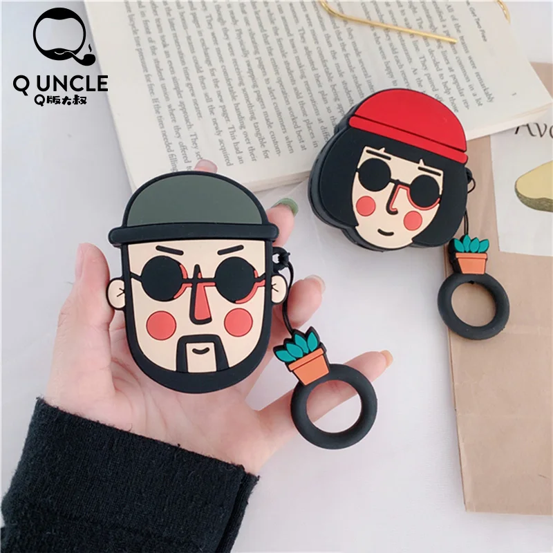 Q UNCLE Couples Lolita Uncle Чехлы для Apple Airpods защитный чехол Bluetooth 1/2 поколение универсальная