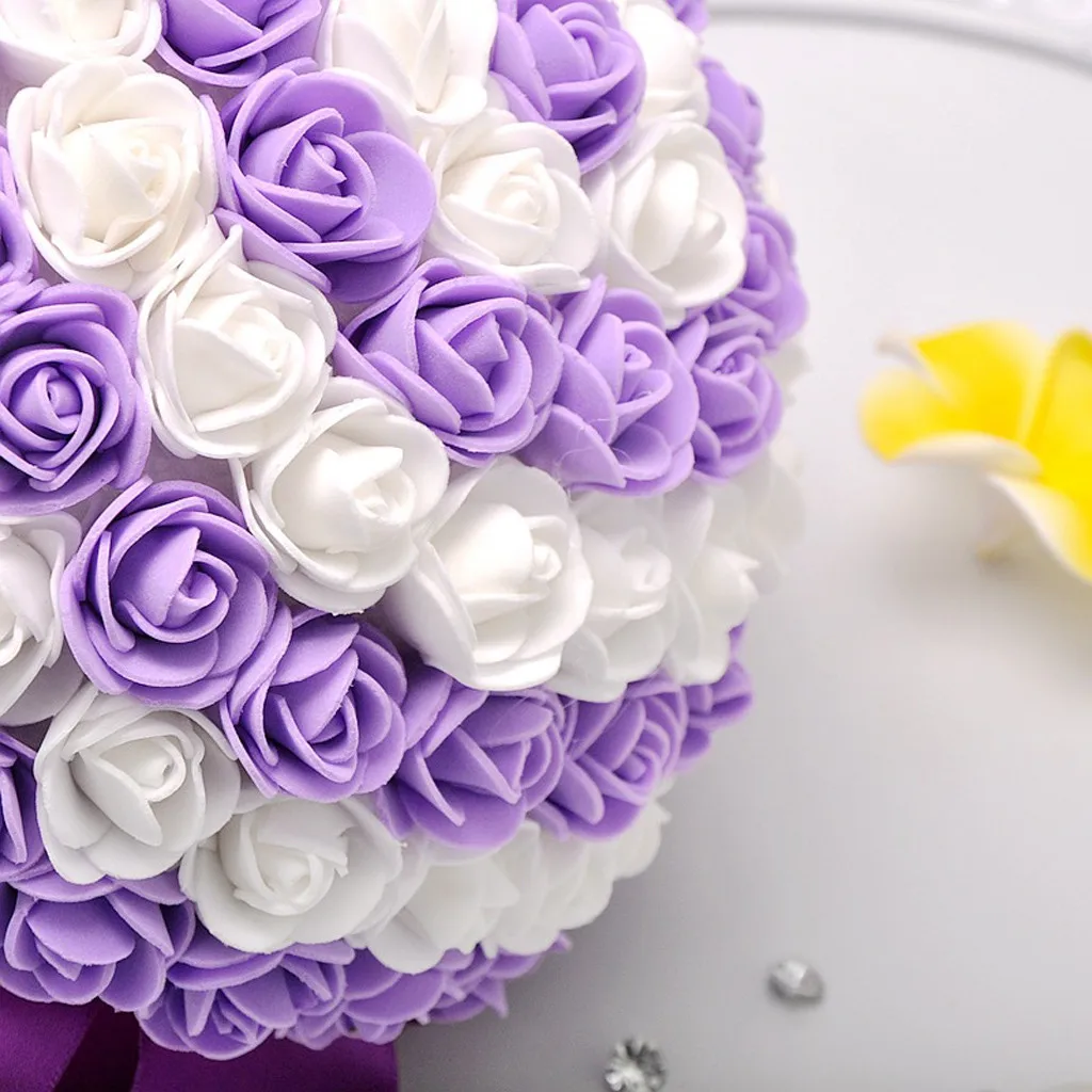 Свадебный букет из искусственных шелковых цветов хрустальных роз и жемчуга для