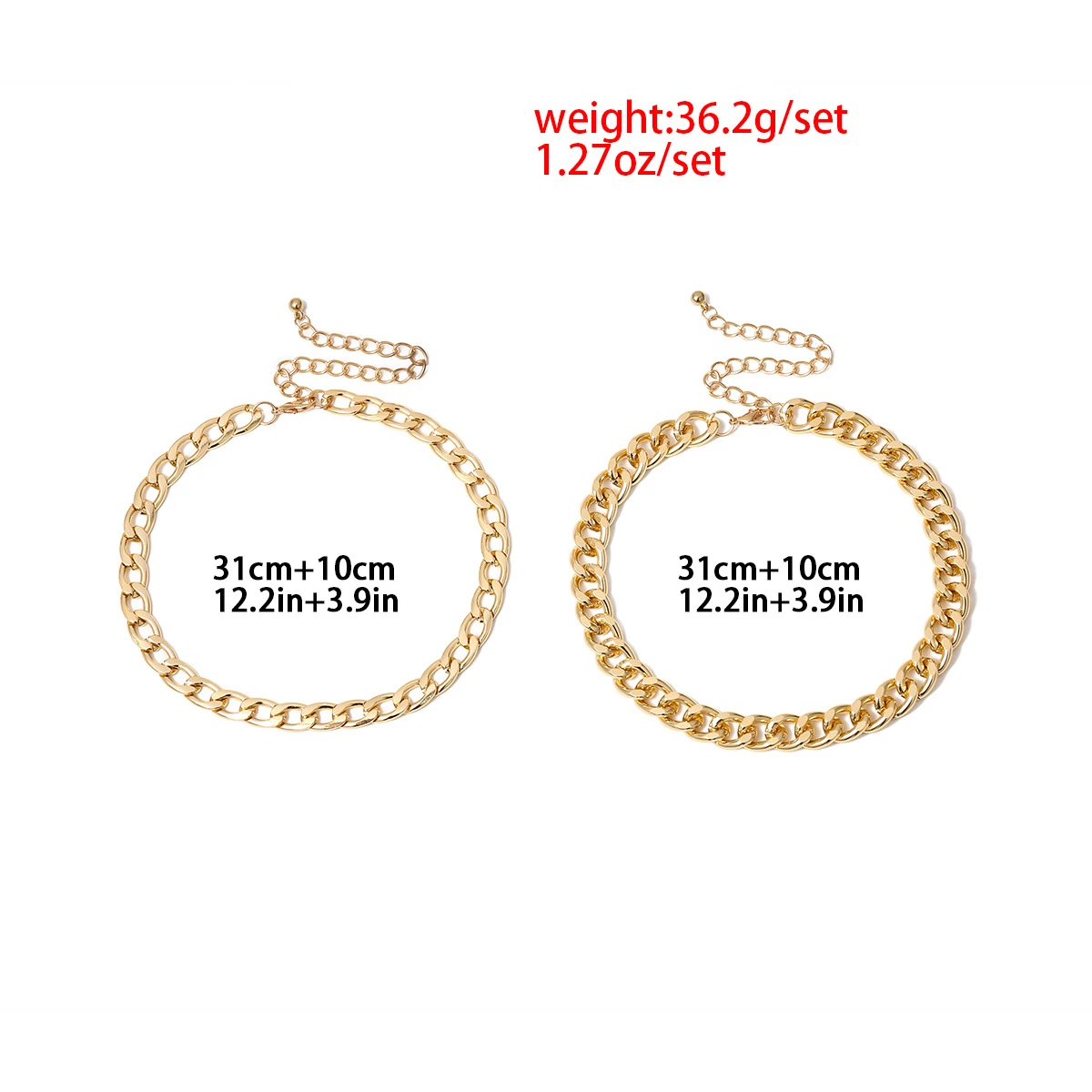 

Two Layered Punk Rock Gold Aluminium Chain Choker Necklace For Women Thick Link Collar Clavicle Statement Jewelry Light Weight