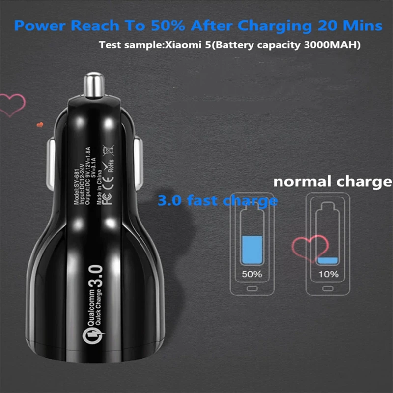 Автомобильный мини мобильный телефон 3 1 а с двумя USB быстрая зарядка подходит для