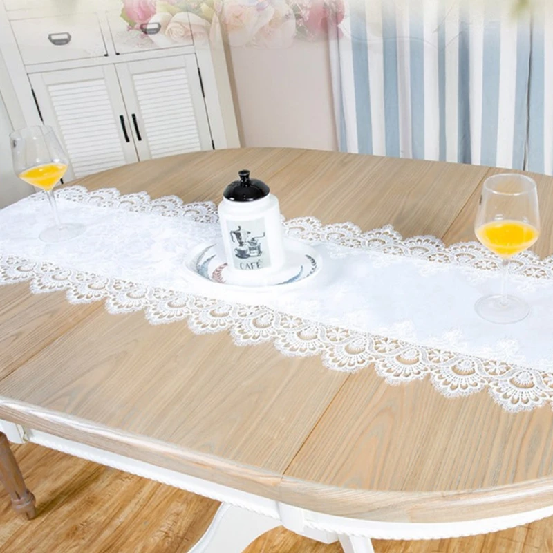 

3 Sizes White Table Runner Embroidered Hollow Lace Modern Minimalist Table Runner Table Flags for Christmas Wedding and