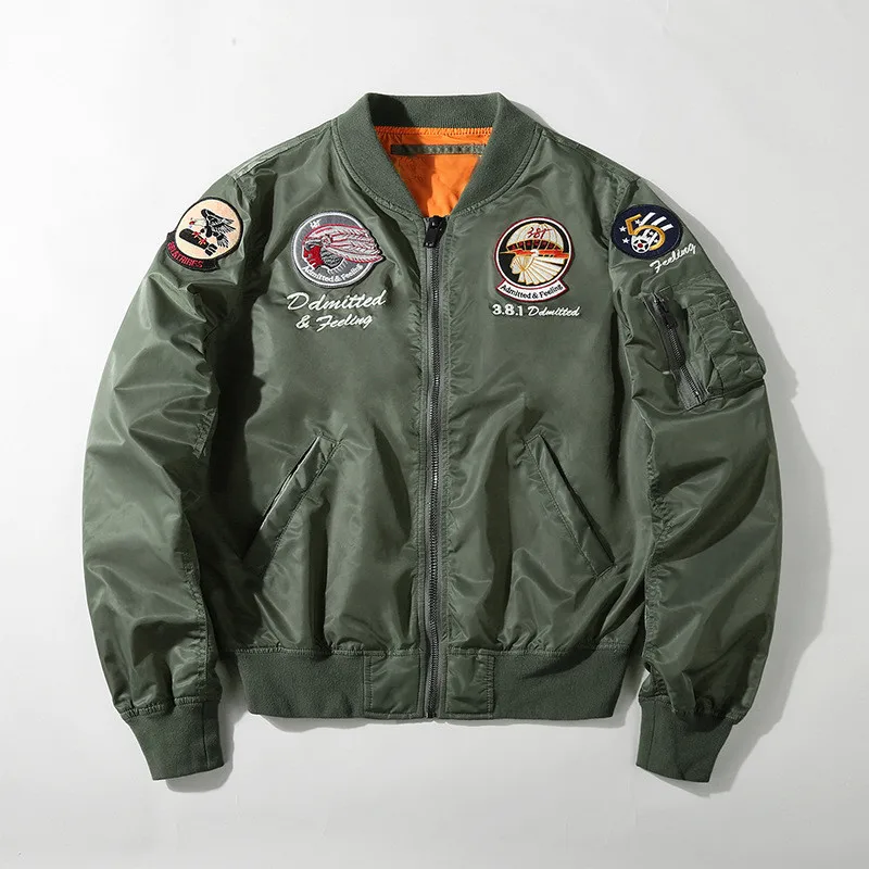 

MORUANCLE Men's Military Flight Bomber Jacket With Patches Army Air Force Pilot Coat Outerwear For Male Baseball Windbreaker