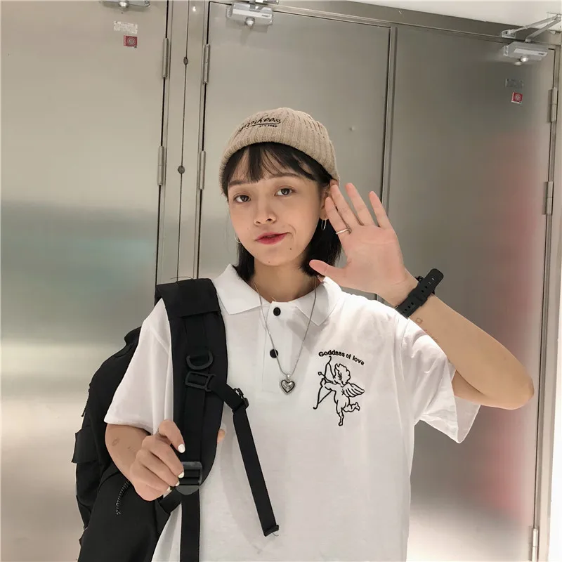 Футболка в стиле Харадзюку С купидоном женская футболка y2k Ullzang графическая