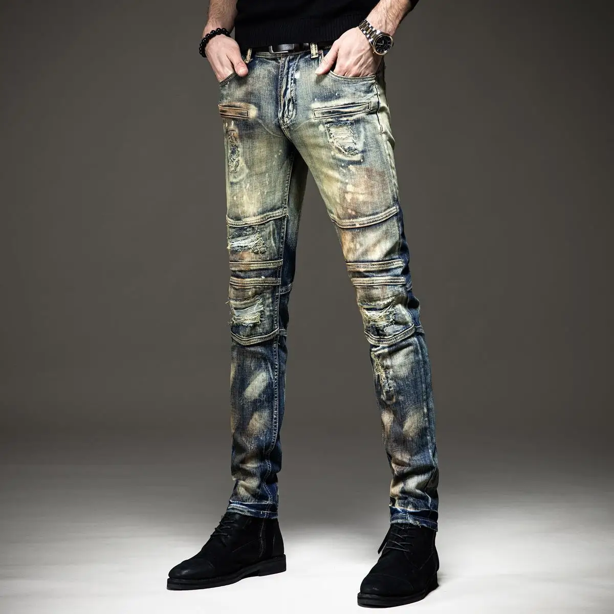 Оригинальные мужские брюки с вышивкой в стиле хип-хоп |