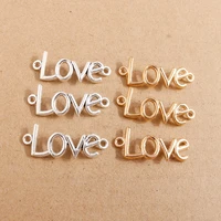 10pcs 1637mm gold silver color love charms connectors for jewelry making diy handmade bracelets necklaces crafts accessories