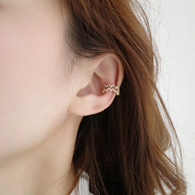 

Ins Exquisite Zircon Beads Inlaid Clip Earrings Without Pierced Elegant Adjustable Non Piercing Gold Ear Clips Girls Jewelry