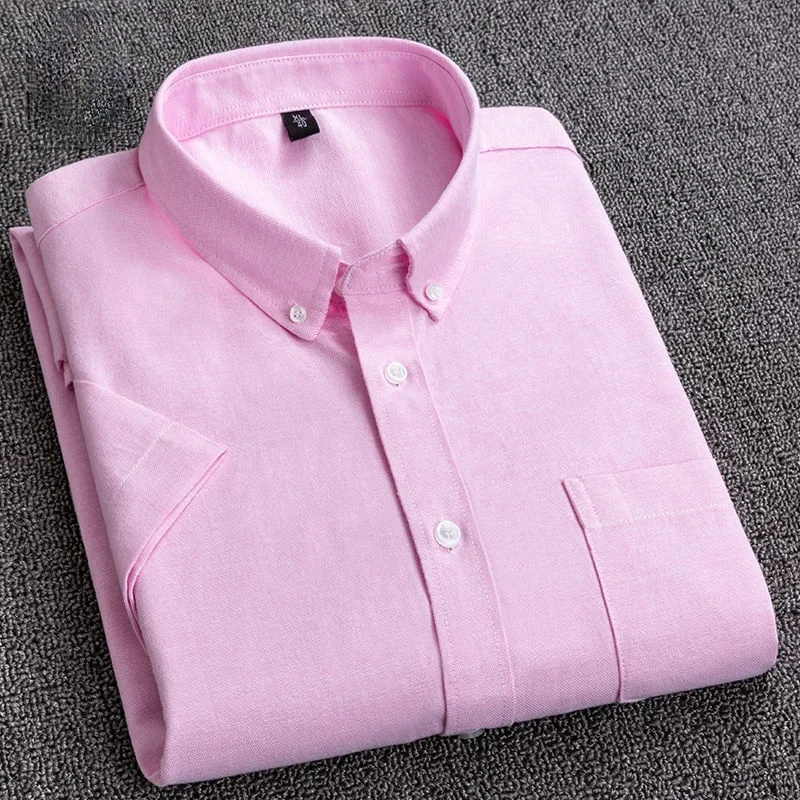 Men's Short-Sleeved Shirt Summer Casual Business  Button Down Shirts Oxford Shirt Male Youth Middle-Aged Mens Vintage Clothing