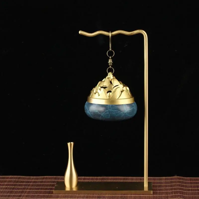 

Hollow Hanging Ball Copper Incense Burner Incense Seal Burner Zen Tea Ceremony Backflow Incense Plate Cencer Office Decoration