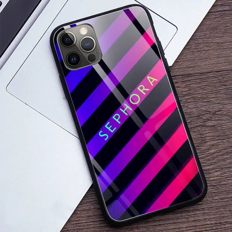 

French fashion brand Sephoras Phone Cases Tempered Glass For iPhone 12 Pro Max Mini 11 Pro XR XS MAX 8 X 7 6S 6Plus SE 2020 case