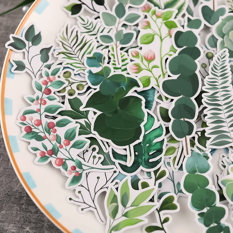 50 шт. &quotРусалка&quot симпатичная Верхняя одежда Зеленый лист наклейка с