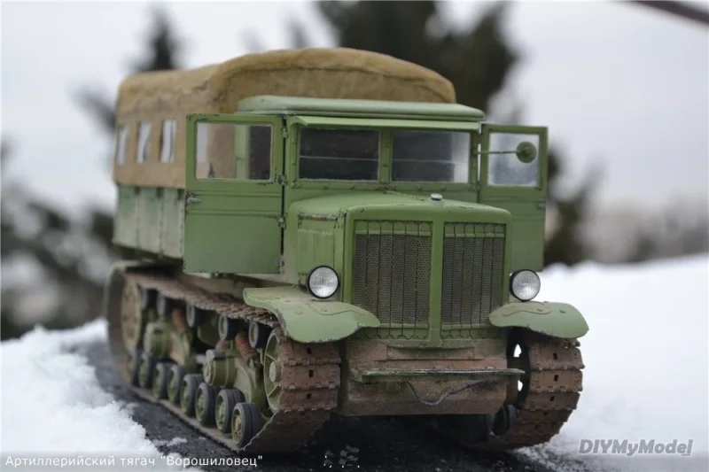 DIYMyModeI-tractor de artiller&iacute;a pesada voroshlov, juego de maqueta de papel artesanal, rompecabezas de juguete hechos a mano, regalo, utillaje de pel&iacute;cula-0