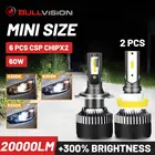Светодиодсветильник фары BULLVISION H11 H4 H7, лампы Hb3 Hb4 6500K 4300K 8000K H1 H8 H9 9005 9006, Светодиодные Автомобильные фары, турбопротивотуманные фары лм