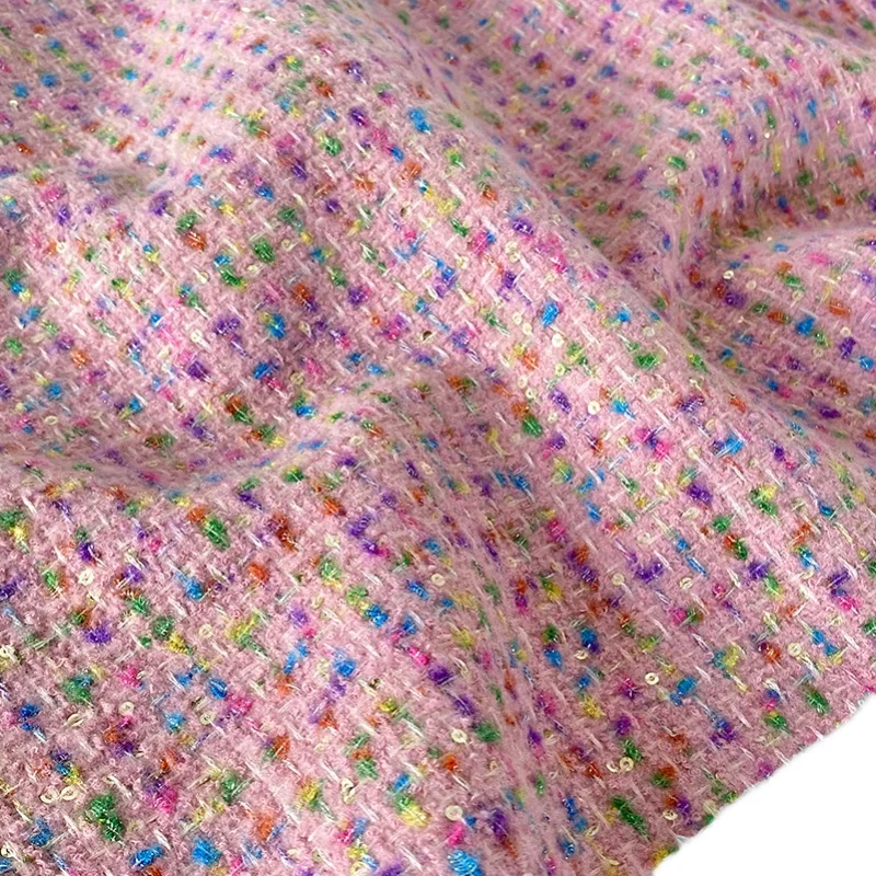 

154cm Width Coat Skirt Double-Sided Double-Layer Peelable Pink Small Fragrant Wind Woven Tweed Fabric