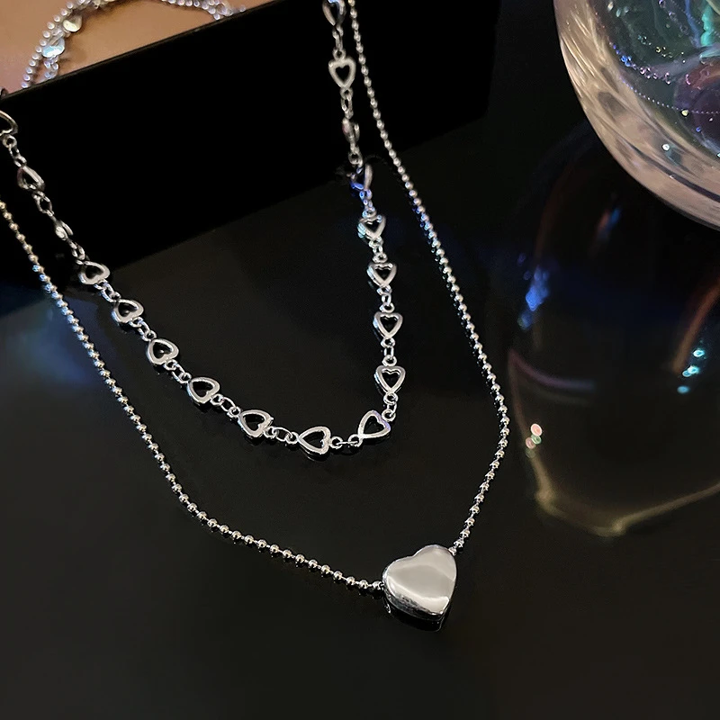

Женское Ожерелье с двойной подвеской, характерное ожерелье из титановой стали в стиле ретро, модная индивидуальная цепочка до ключиц в стил...