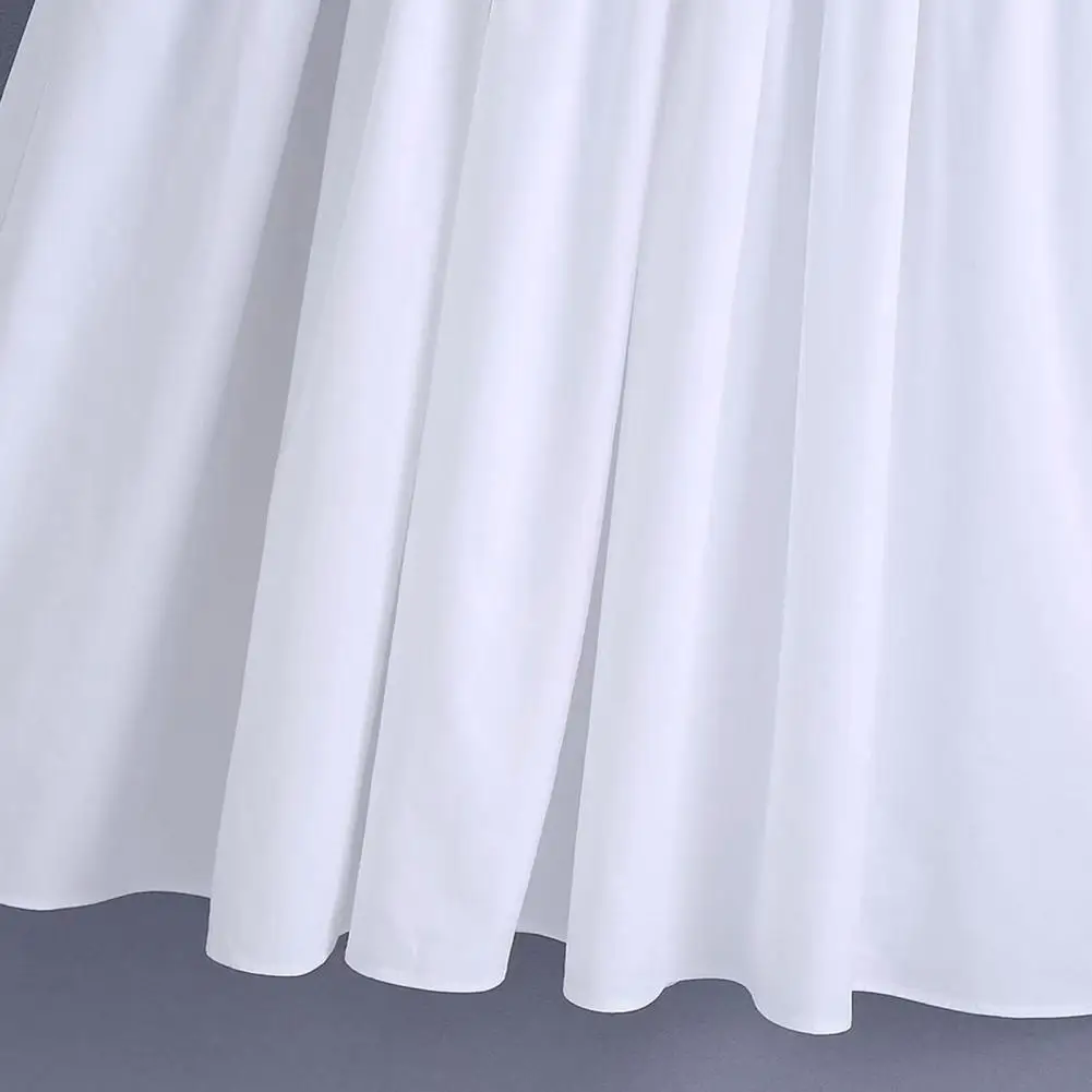 

Women O-neck White Puff Sleeve Large Hem High Waist Dress Streetwear for Party vestido de mujer 2021