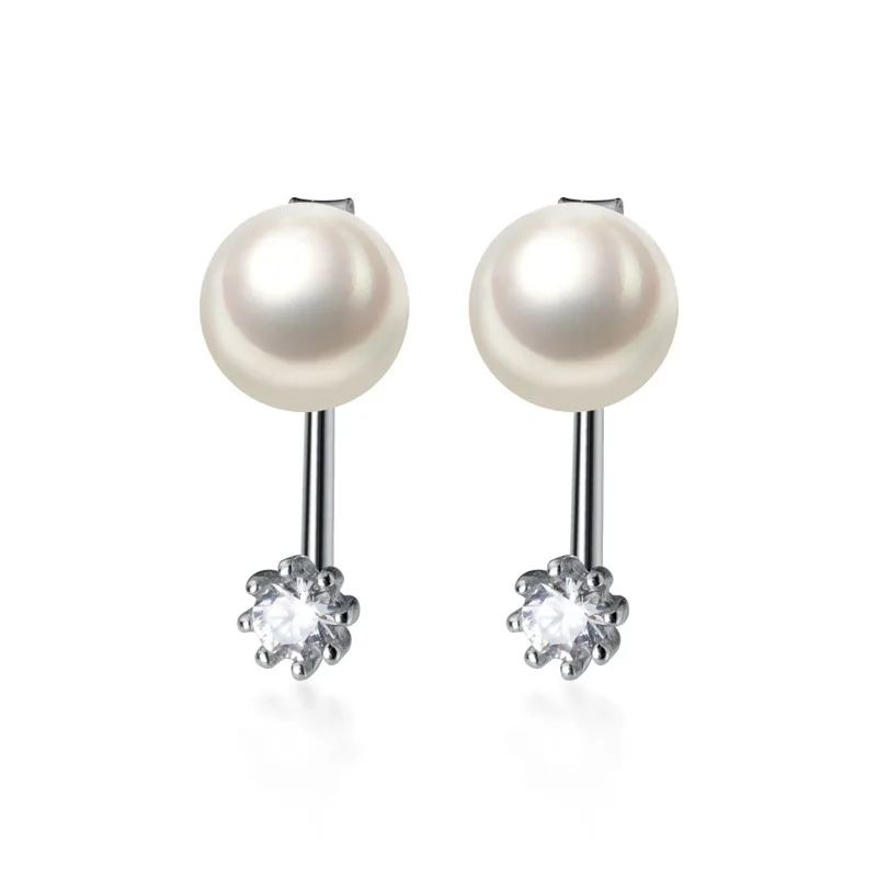 

La Monada Round Synthetic Pearl Sterling Silver Stud Earrings Women Fine In 925 Silver Jewelry Woman Earrings Stud Silver 925