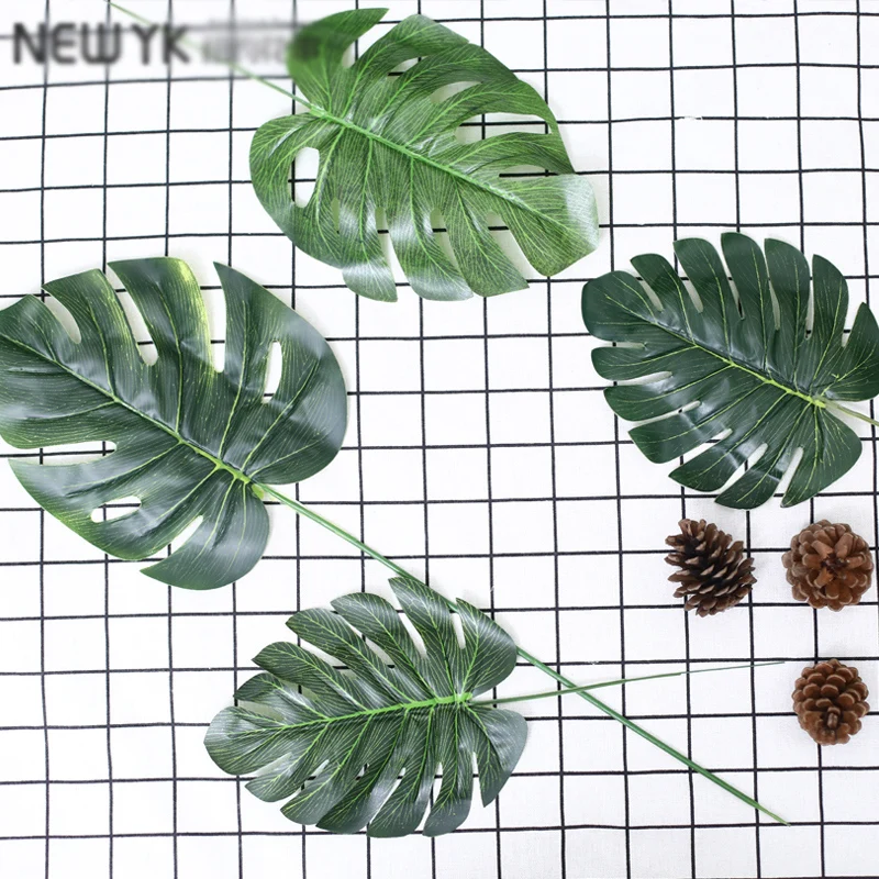 Цельные пластиковые искусственные растения monstera, тропические листья пальмы, украшения для дома и сада, аксессуары для фотосъемки