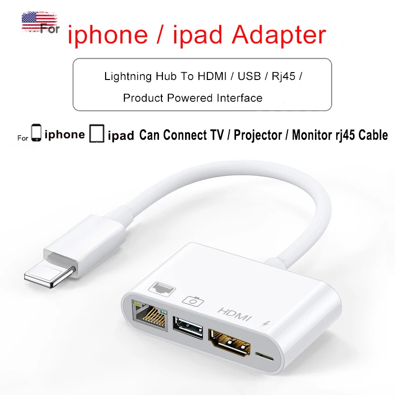 Адаптер кабеля RJ45 для Lightning/RJ45 Ethernet USB iphone hub адаптер iPhone XR/XS/8/7 iPad к адаптеру