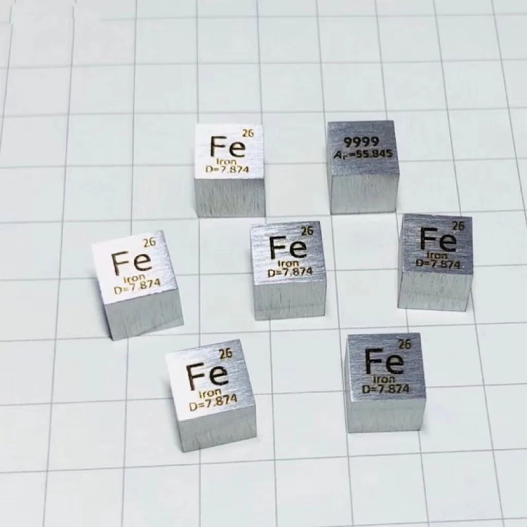 

5pc 99.99% High Purity Iron Fe 7.93g Carved Element Periodic Table 10mm Cube