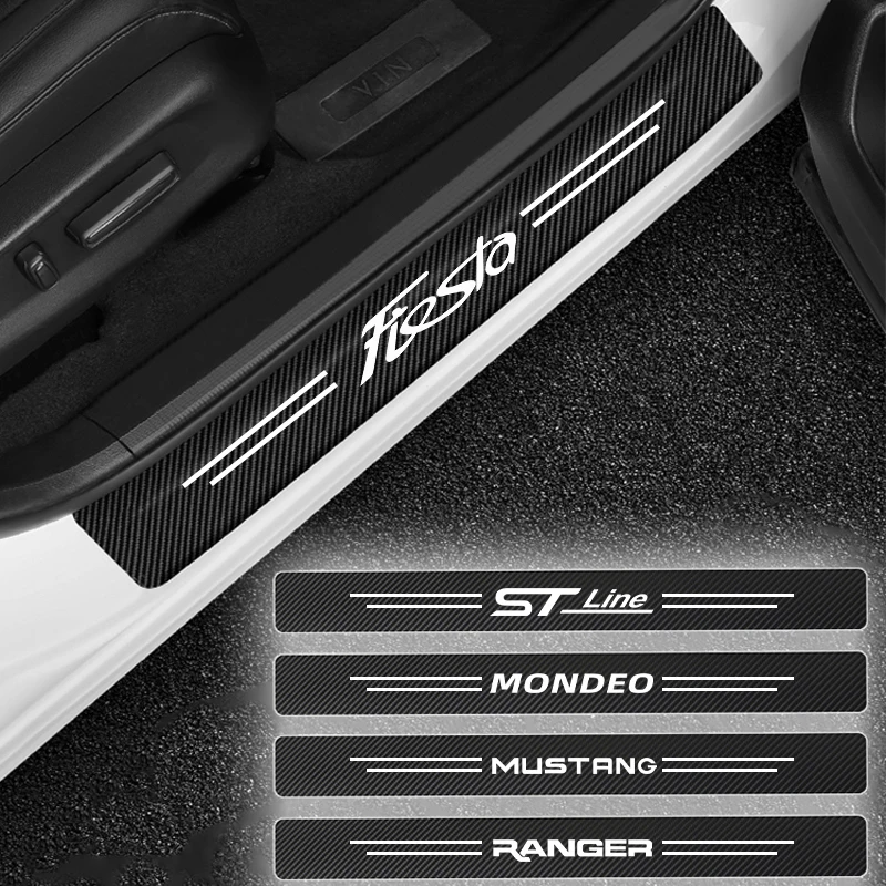4 шт. наклейки на пороги автомобиля Ford Fiesta focus 2 3 MK2 MK3 MK4 EcoSport Ranger ST line MONDEO |