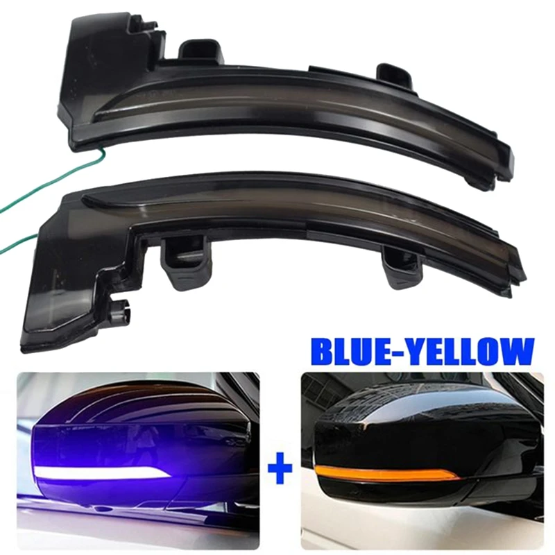 

Car Dynamic LED Turn Signal Light Rearview Mirror Light Indicator for Land Rover Discovery Range Rover Sport Blue+Yellow