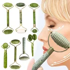 Роликовый массажер для лица с двойной головкой, нефритовый роллер для массажа лица, подтяжка лица, расслабление мышц лица, инструменты для ухода за кожей