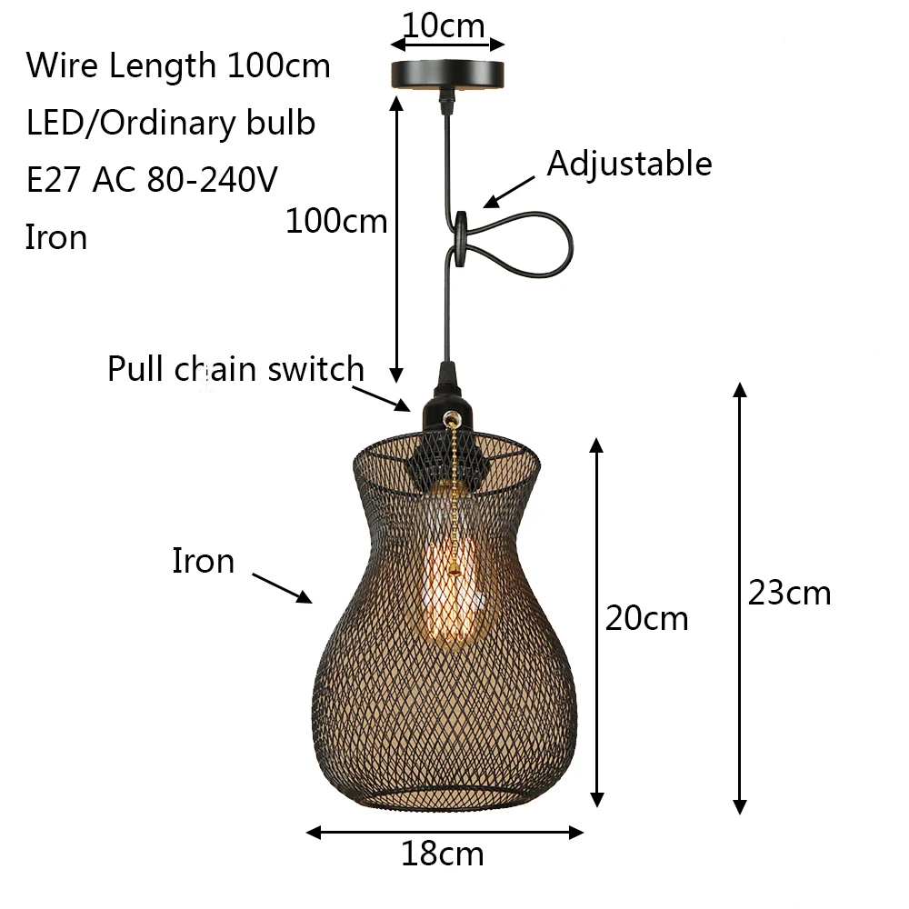 Новинка подвесной светильник в виде железной клетки светодиодный E27 стиле