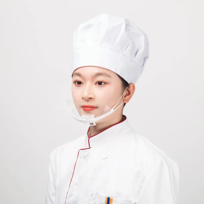 20 штук горячих прозрачных масок постоянной защиты от слюны для кулинарии, питания, гостиничного бизнеса, пластиковые для кухни ресторана, специальные для шеф-поваров.