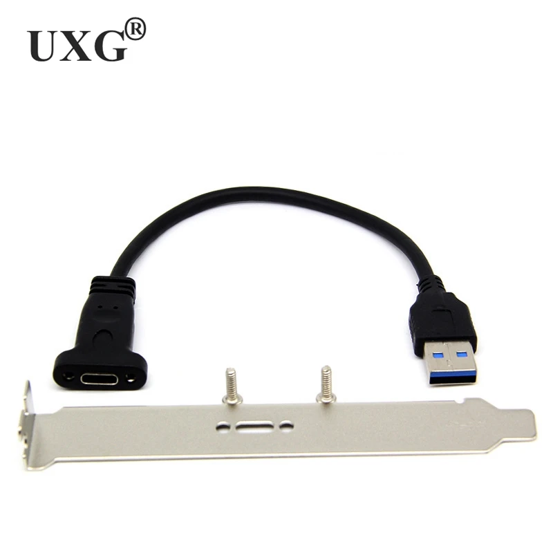 

20 см USB-C USB 3,1 Тип C Female to USB 3,0 Мужской кабель для передачи данных с винт крепления панели отверстие