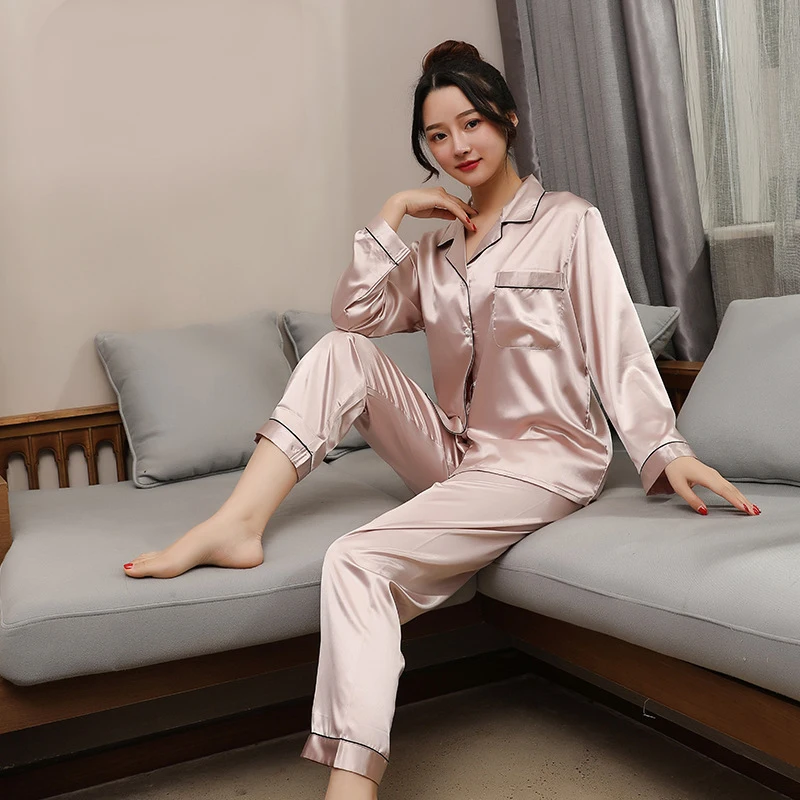 

Spring Pajamas Suit Women Sleepwear Long Sleeve Shirt Pants Nightdress Robe Gown Pijamas Sleep Set Lounge Nighties Home Clothes