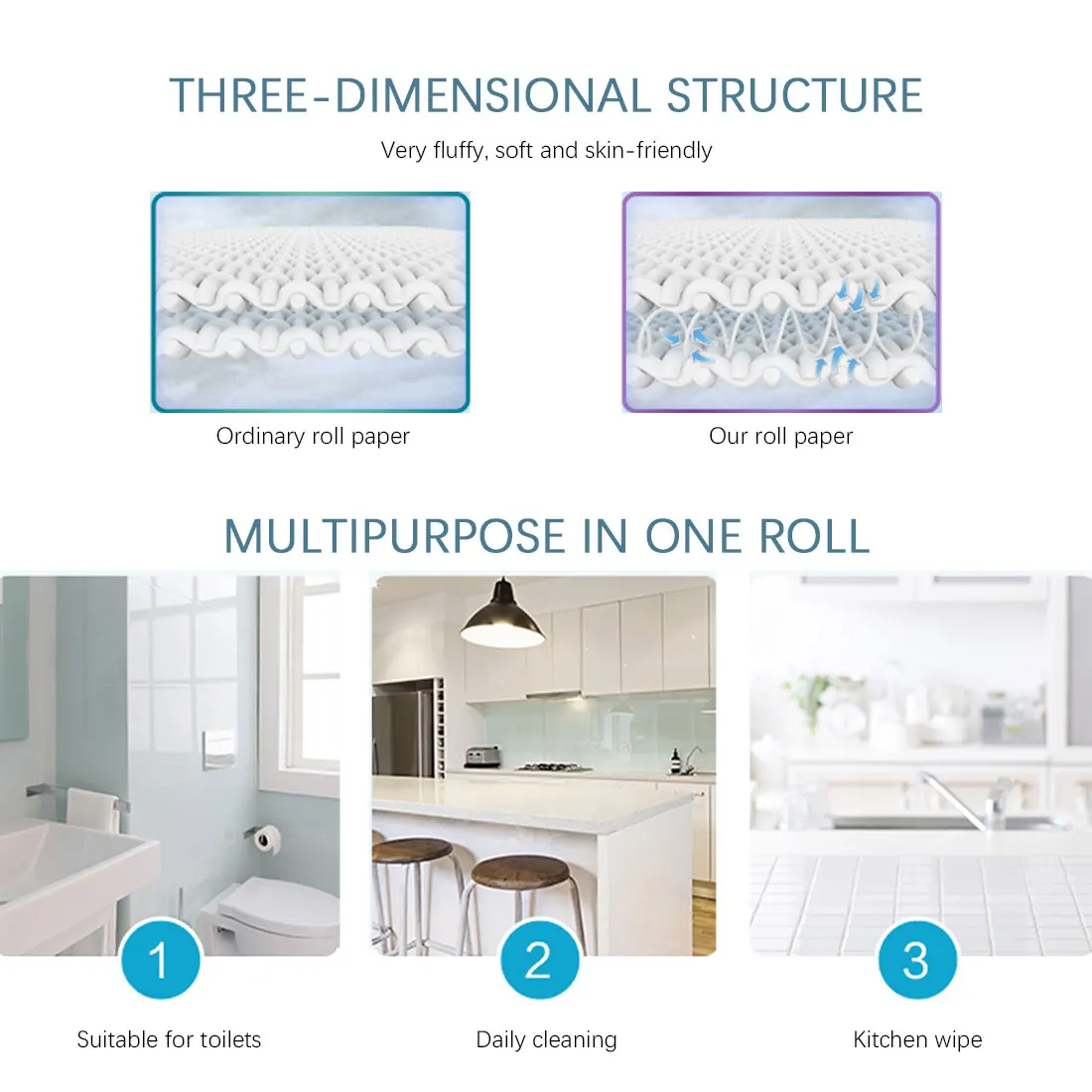 8 шт. трехслойные мягкая туалетная бумага салфетка для ванной туалета Бумага